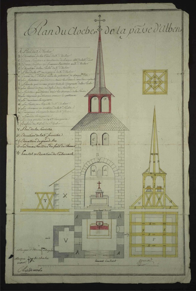 Dessins techniques de l'église d'Albens, XVIIIème siècle